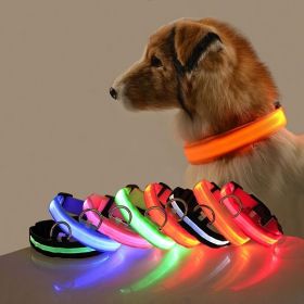 Glow-In-The-Dark Pet Collar For Dog & Cat; LED Dog Collar For Night Walking; USB charging (Color: Yellow, size: XS)