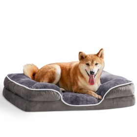 Memory Foam Pet Bed for Small Dogs & Cats with Washable Removable Cover Non-Slip Base Waterproof Liner Egg Crate Foam for Improved Sleep, gray,medium (Color: as Pic)